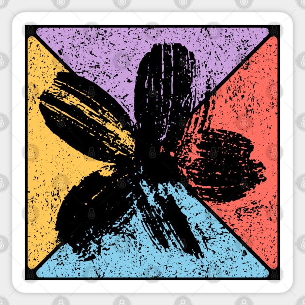 Grunge Flower Vintage Pop Art – Distressed Floral Aesthetic Sticker by TuncGK